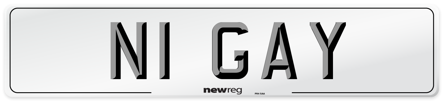 N1 GAY Number Plate from New Reg